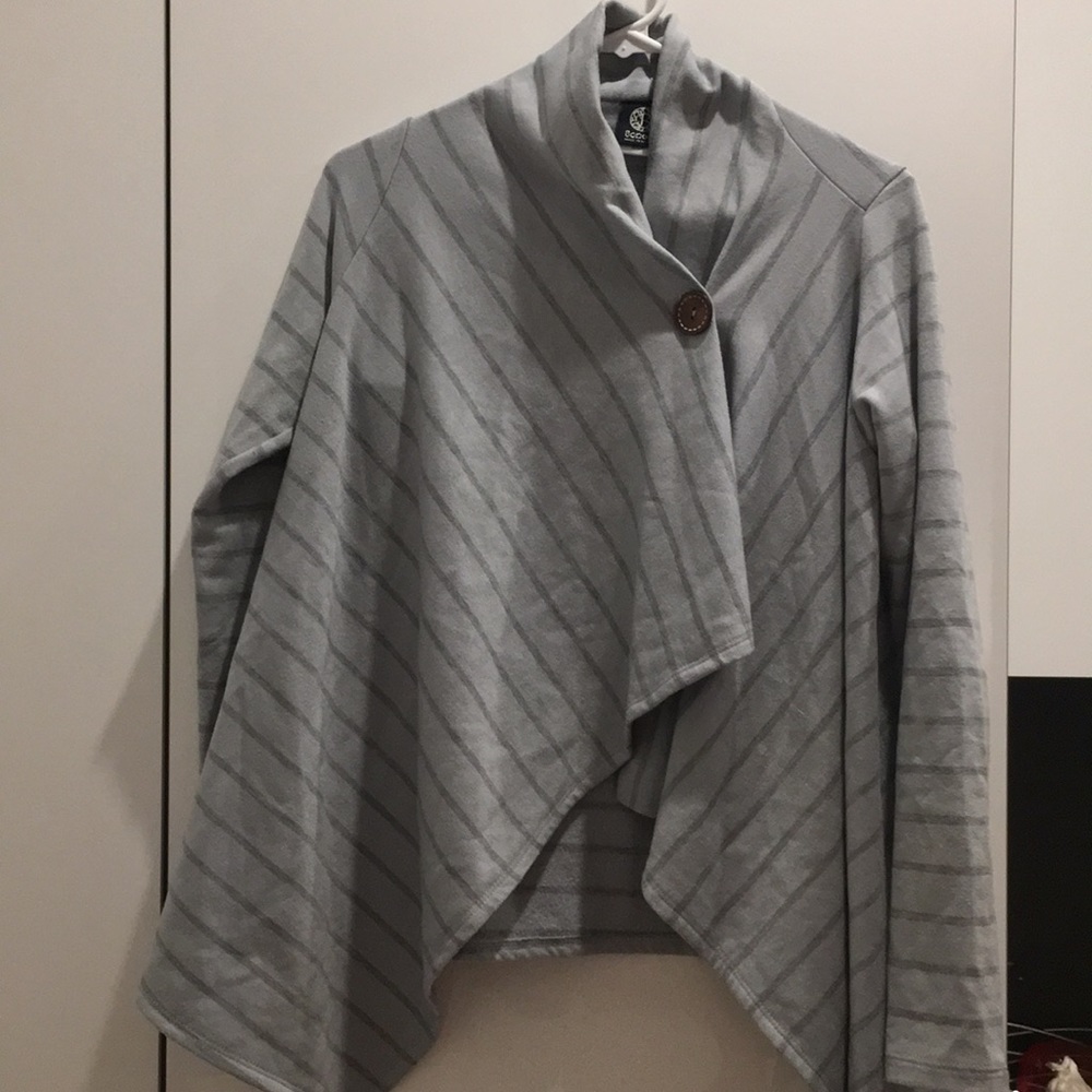 Stripe wrap around sweater small gray